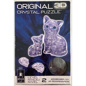 Bepuzzled Original 3D Crystal Puzzle Cat Kitten Clear 49 Piece Ages 12+ Level 2
